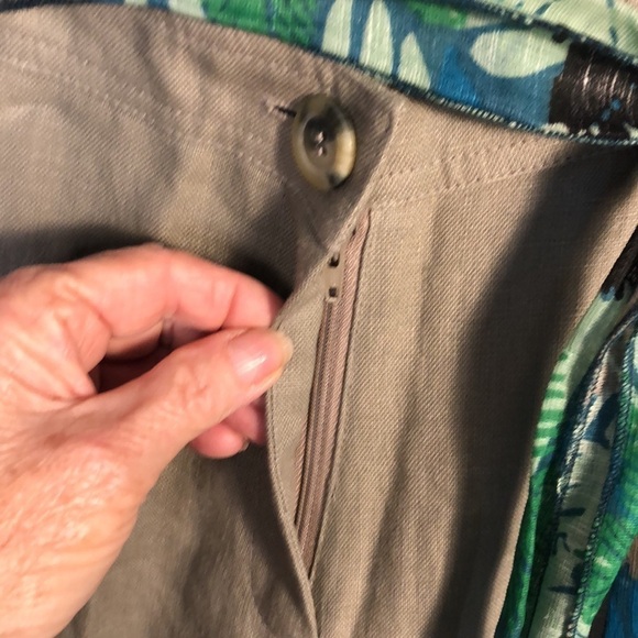 Alfani 100% Sage Green Linen Unlined Wide Leg Flat Front Trousers Size 6 - Picture 5 of 9